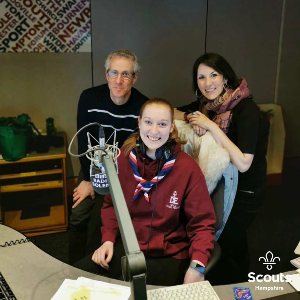 Chloe Foster with Alun and Lou from BBC Radio Solent